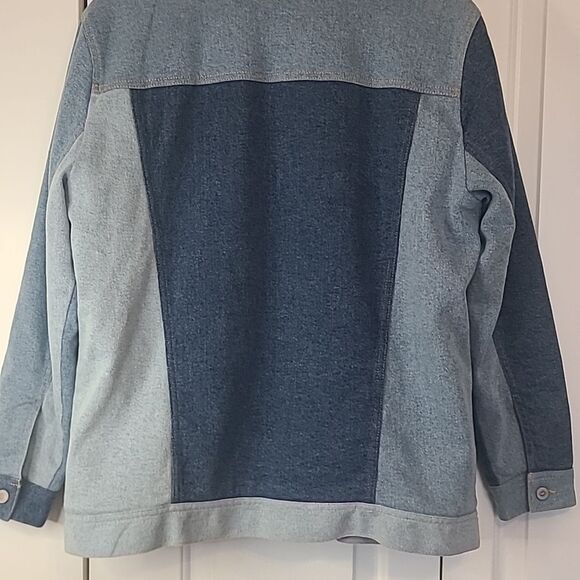 Hollister Patchwork Sherpa Lined Denim Jean Jacket Button Down Size L - Picture 10 of 13